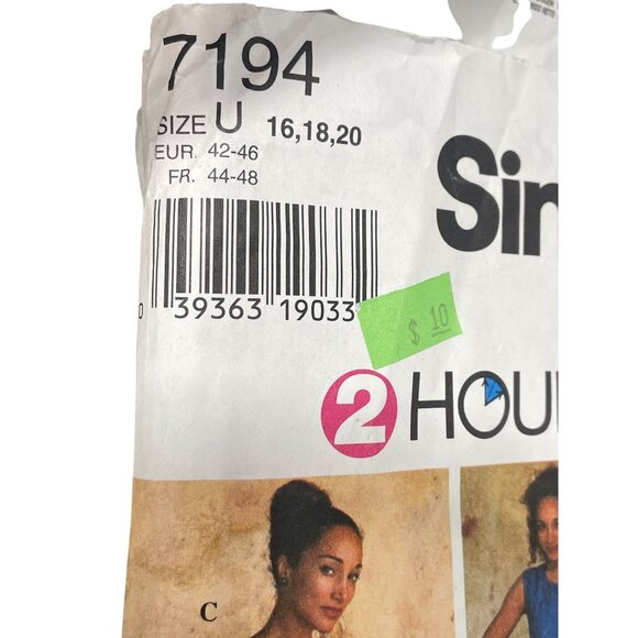 Y2K Simplicity 7194 Sewing Pattern Size U 16-20 Misses Miss Petite Dress UNCUT - Picture 2 of 7